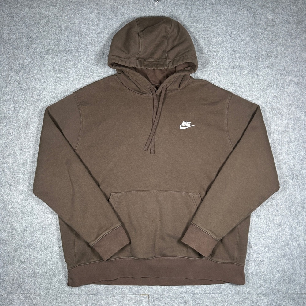 Nike Hoodie Mens XL Brown Sportswear Club Fleece Pullover Earth Tone